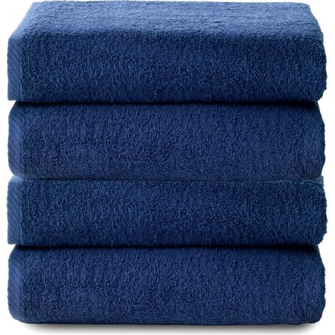 Lot de 4 Serviette de Bain Grande Taille 100% Coton Drap de Douche 70 x 140cm 400g Douces, Absorbantes et Résistantes Ensemble Idéal pour Une Salle de Bain Moderne (1/5)