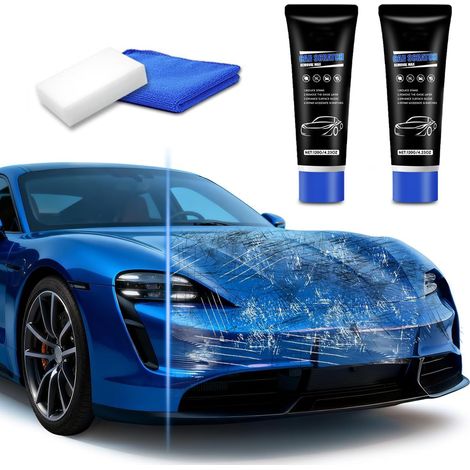 2 pezzi per rimozione graffi auto, rimozione graffi profondi per auto con panno e spugna per lucidatura, vetri, protezione della vernice, rifinitura, cerchioni, fari (1/5)
