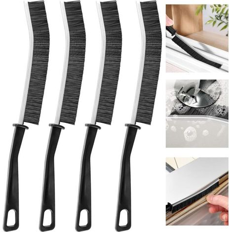 Brosse Nettoyage, 4 Pièces Brosse De Nettoyage des Interstices, Multifonctionnelle Brosse Joint Carrelage, Brosse Salle De Bain, Outils De Nettoyage pour Une Utilisation Ménage (Noir) (1/5)