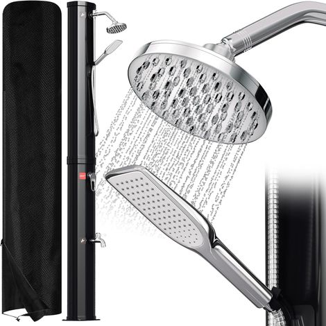 Douche solaire de jardin 40 l avec capot de protection et douchette de main, pommeau de douche pivotant à 180°, douche intégrée à pied max. 60 °C sans raccordement électrique (1/5)