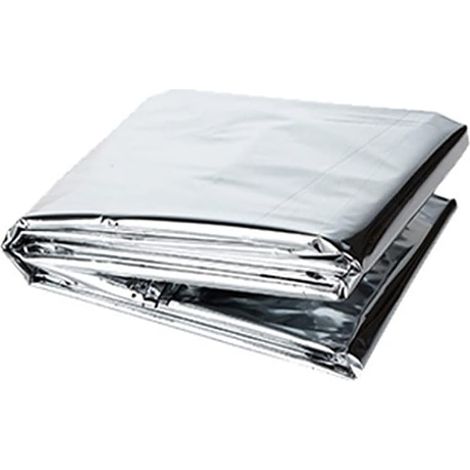 Couverture de survie en feuille d'aluminium pour adultes - Réfléchissante - Thermique - Emballage individuel - Couverture de premiers secours, pour l'extérieur et la randonnée - Argenté (140 x 210 cm) (1/5)