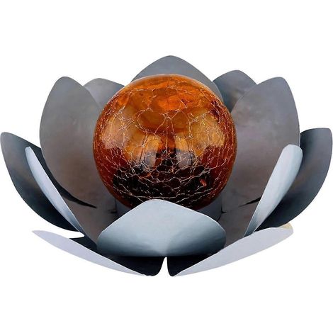 Weihnachtsschmuck LED-Blumen-Terrassendekoration Bernsteinfarbene Kugel aus gesprungenem Glas - Lotus-Außendekoration Q (1/5)