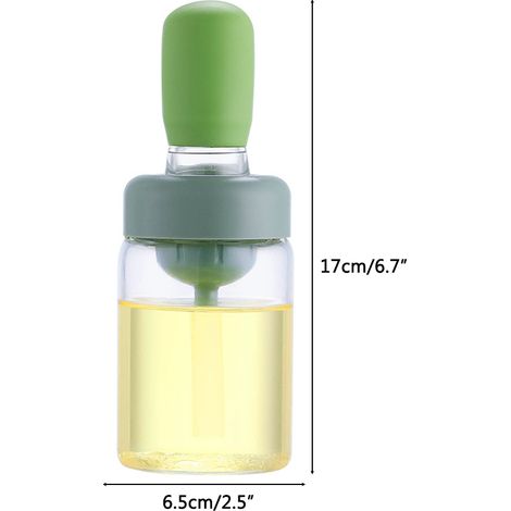 Bouteille d'huile avec pinceau en silicone, distributeur d'huile, compte-gouttes en silicone, récipient doseur pour la cuisine, la friture et la pâtisserie. Idéale pour la cuisson et la friture. (1/5)