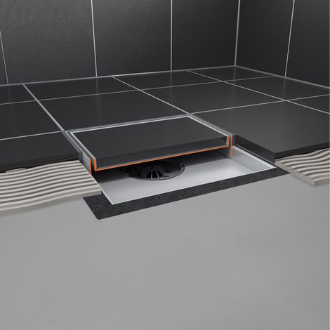 Easy drain Aqua Plus Quattro Drain de sol - 15x15cm - grille carrelable - sortie latérale - profondeur d'encastrement 7.5cm - inox (1/5)