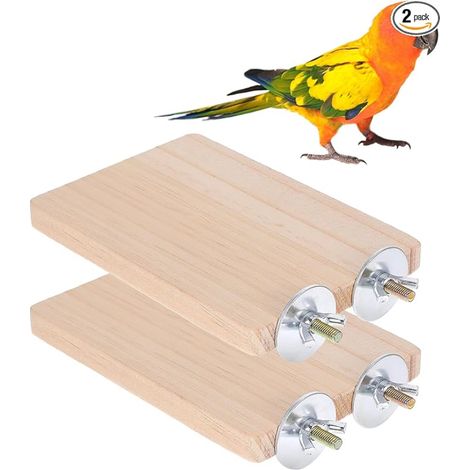 Natural Wood Bird Cage Perch 5x3.5 Inch Rectangle Parrot Budgie Cockatiel Conure Hamster Chinchilla (1/5)
