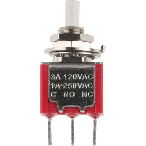 Bouton-poussoir, Momentané, Unipolaire à deux directions (1RT), 3 A @ 120 V c.a., Blanc,  Montage sur Circuit imprimé ( Prix pour 1 ) (1/3)