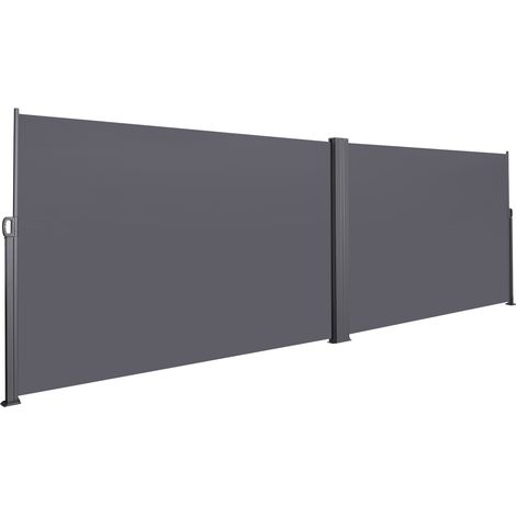 Auvent latéral rétractable gris, 180x600 cm, pour balcon et jardin, brise-vue, brise-vent, imperméable et protection solaire (1/5)