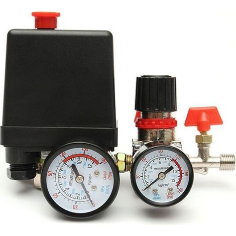 Regulateur De Pression - 120 Psi - Filaire - Pour Compresseur A Air - 8 Bar - 1 Unite (1/4)