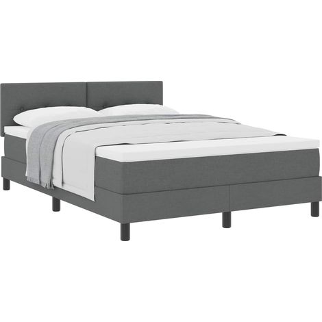 Maison Exclusive - Lit à ressorts avec tête de lit Gris foncé 160 x 200 cm tissu (1/5)