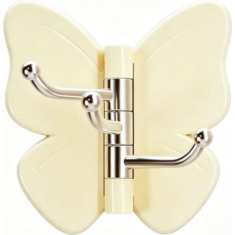 Ganchos adhesivos giratorios independientes, ganchos de mariposa angulares, se fijan a la pared sin taladrar, perfectos para colgar llaves y otros objetos pequeños. Amarillo (1 unidad) (1/5)
