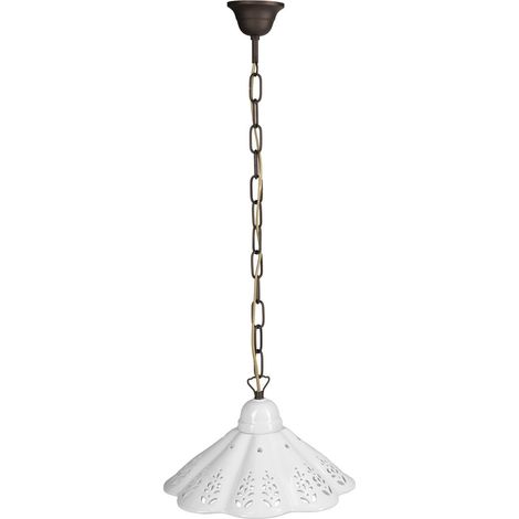 LAMPEDUSA suspension E27, 60W, 230V, IP21, abat-jour en céramique 30cm, chaîne en laiton (1/4)