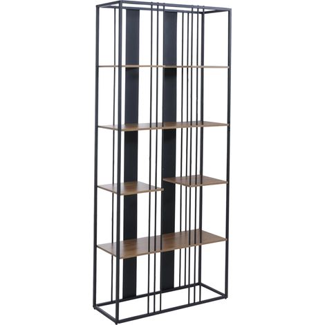 étagére HWC-P12, bibliothéque haute, métal industriel mélaminé certifié MVG 180 x 80 x 31 cm - noir, (1/5)