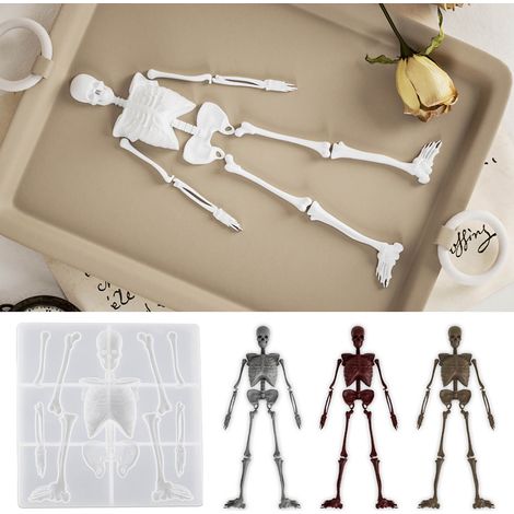 Moule À Bougie Squelette - En Plâtre - Pour Décorations Halloween - Idéal Pour Cire Savon Résine - 1 Pièce (1/5)