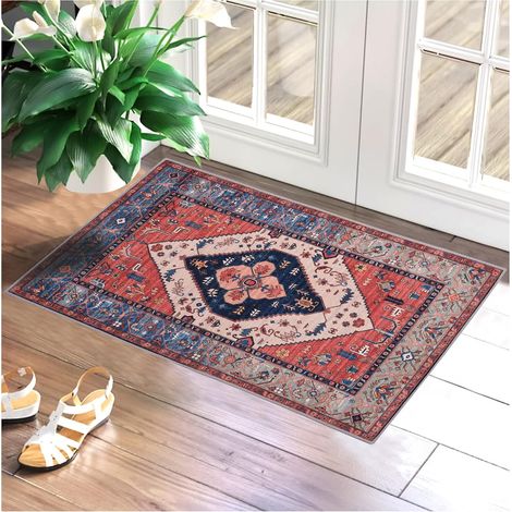 Zerbino retrò per interni – 60 x 90 cm, morbido e ad assorbimento rapido, antiscivolo, antipolvere, ideale per l'ingresso. (1/5)
