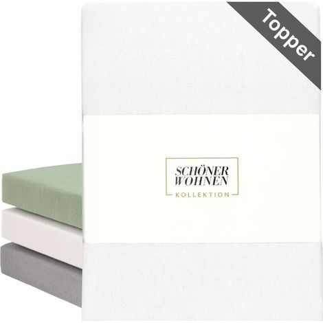 SCHÖNER WOHNEN Topper Lenzuolo con angoli BASIC - 1 pezzo 180x200 cm, Bianco
