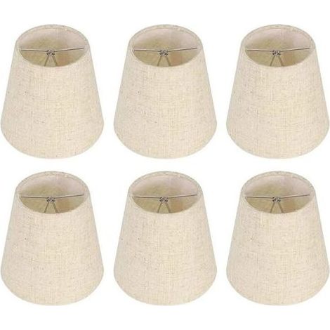 Ensemble de 6 abat-jour de 12,7 cm (5 pouces) pour lustre, mini abat-jour cylindriques avec pince pour lampe de table, applique murale, de rechange, mini abat-jour en lin naturel (1/5)