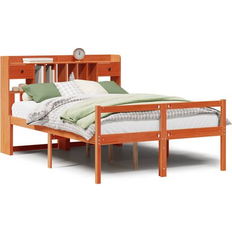Maison Exclusive - Letto Libreria senza Materasso Marrone Cera 160x200 cm in Pino