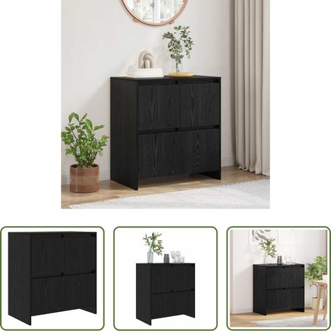 Holzwerkstoff - Sideboard Schwarz Eichen-Optik 70 x 41 x 75 cm Holzwerkstoff (1/5)