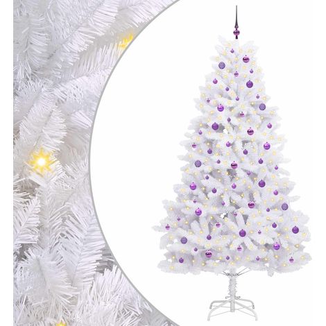 Sapin de Noël Artificiel à Branches Articulées Blanc 240 cm CFW506129 (1/5)