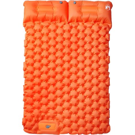 Matelas de camping autogonflant et oreillers 2 personnes orange