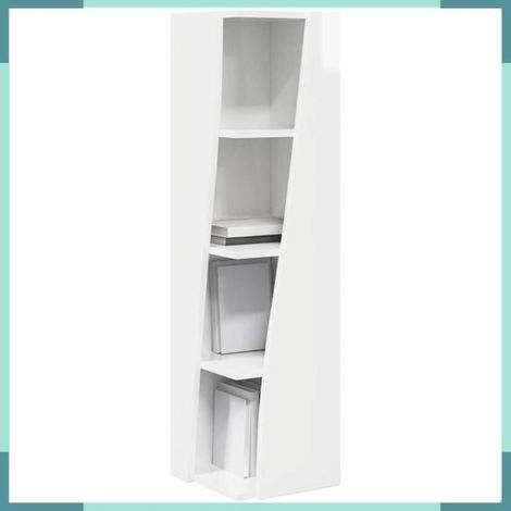 Meuble d'angle - 889849 - Blanc brillant - Bois d'ingénierie - 4 étagères (1/5)