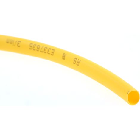 Gaine thermorétractable RS PRO, Dia. 3mm Jaune rétreint 3:1, 10m ( Prix pour Bobine de 10 Mètres )