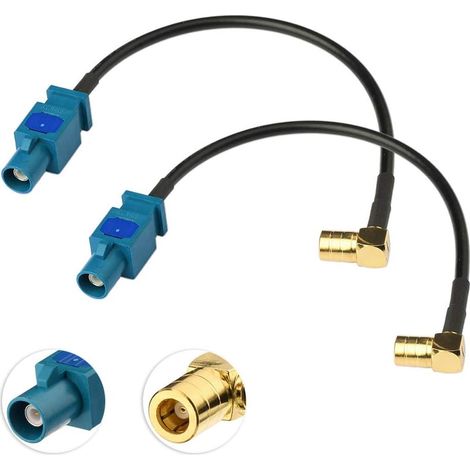 Cable adaptador de radio DAB Fakra a SMB Cable adaptador de conector Fakra Z a conector SMB Cable de 15 cm RG174 2 piezas para sintonizador estéreo de radio DAB (1/2)
