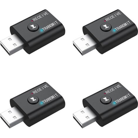 Adaptateur émetteur/récepteur audio Bluetooth USB 2 en 1 (4 unités), adaptateur audio sans fil HiFi avec câble AUX 3,5 mm (1/5)