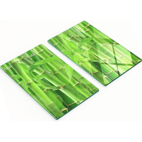 Tablas de cocina de vidrio templado con gr谩ficos, 2 piezas, bamb煤, 2x30x52 cm