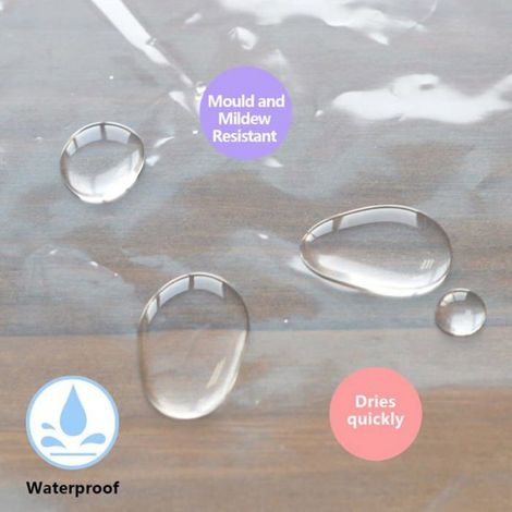 Rideau de douche transparent PEVA 180 x 200 cm avec œillets en inox et aimants pondérés pour fixation stable (1/5)