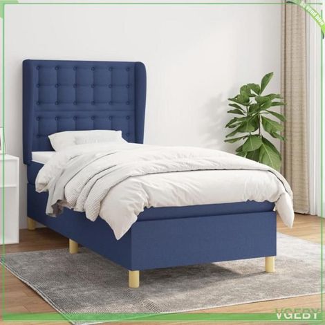 Sommier à lattes avec matelas - 3128811 - 90x190 cm - Bleu - Matelas 20 cm ressorts ensachés (1/5)