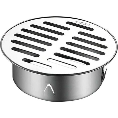 Desagüe de piso, desagüe de piso de balcón de acero inoxidable antiobstrucción, desagüe de piso de ducha, redondo antiobstrucción (salida plana de 110) - Crezuo