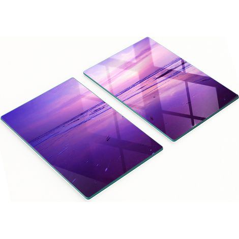 Elegantes tableros de cristal, 2 piezas, puesta de sol sobre el mar, 2x40x52 cm. (1/5)