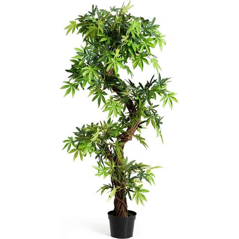 COSTWAY Kunstpflanze 160cm künstliche Zimmerpflanze Deko, grün, Dekopflanze, Kunstbaum Pflanzendekoration (1/5)