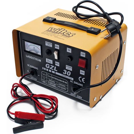 Wiltec Batterieladegerät 12V 24V 16A Batterie, Ladegerät für Motorräder, Kfz, Lkw, Akkuladegerät WBL-GZL30 mit Schnellladung