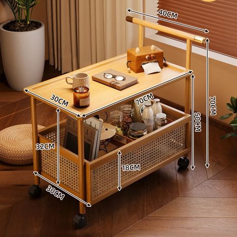 Table d'appoint mobile pour canapé, salon, table basse, chariot, en bois non massif, chambre, étagère de rangement de chevet (1/4)