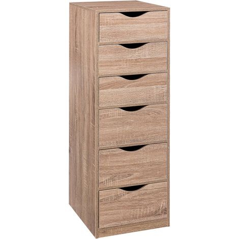 Kali Hochkommode 6 Schubladen Natur MDF Skandinavischer Stil (1/5)
