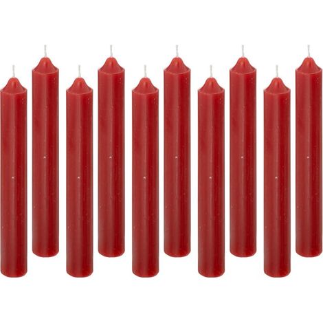 Lot de 10 Bougies Bâton "Hugo" 16cm Rouge (1/3)