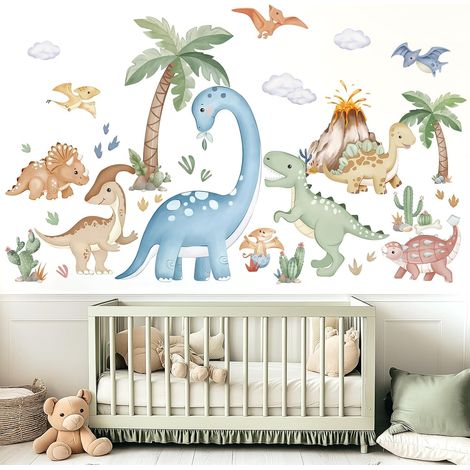 Stickers Muraux Dinosaure Boho XL Autocollants Muraux Dino Palmier (1/5)