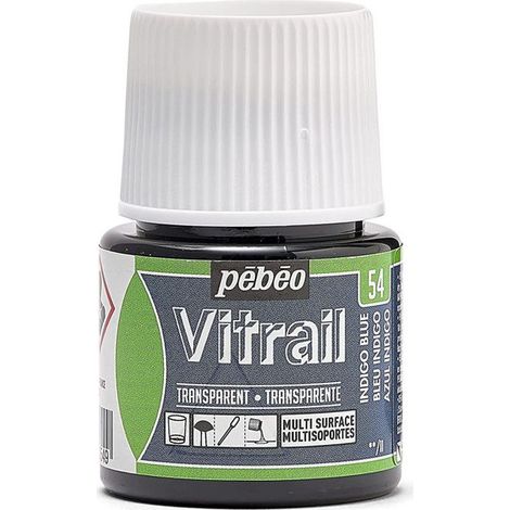 Peinture Vitrail - Bleu indigo - 45ml - Brillant - Intérieur - Universel (1/4)