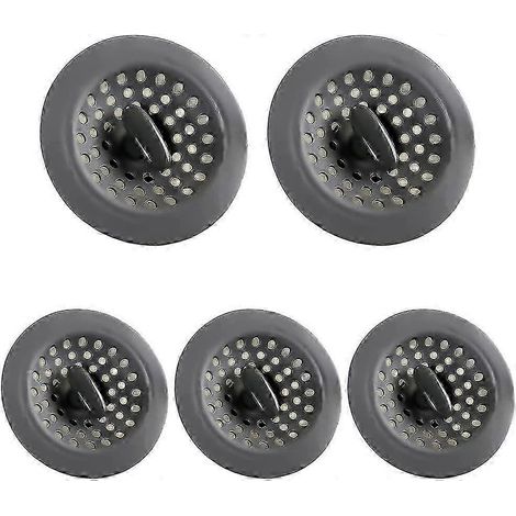Spülbecken-Sieb, 5er-Set 2-in-1-Stöpsel, Sieb mit Haarfänger, Silikonstöpsel, Badewannenstöpsel, waschbar (1/5)