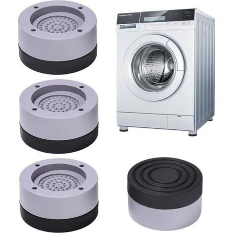 Patins Anti Vibration - Tampons a Pied Machine a Laver - Lot de 4 - Blanc - Caoutchouc - Antivibration (1/4)