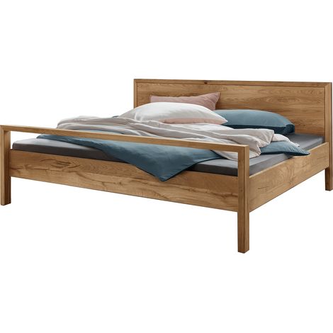 Bett 200x200 cm mit Holzkopfteil, Eiche massiv AVELLINO-137 (1/4)