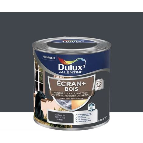 Peinture DULUX VALENTINE Ecran+ Bois Anthracite 0,25 L (1/4)