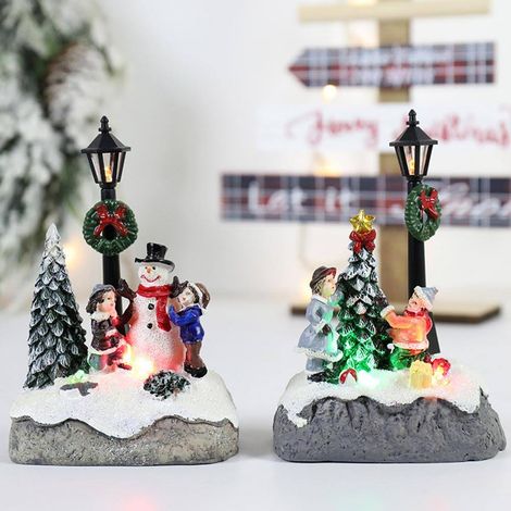 Juego de 2 Figuras Led de Navidad, Niños decorando