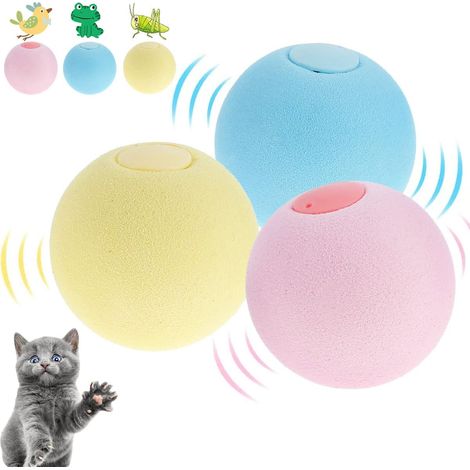 MINKUROW Relax Love Giocattolo Interattivo Per Gatti, Con Grida Di Uccelli, Rane E Grilli, Inseguimento Di Palline Di Peluche Per Gatti (Calvo 3 Pezzi) (1/5)
