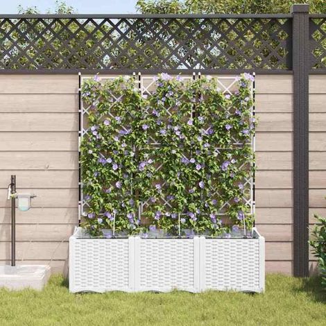42002921 Cache-pot de jardin 3 pcs Blanc Acier (1/5)