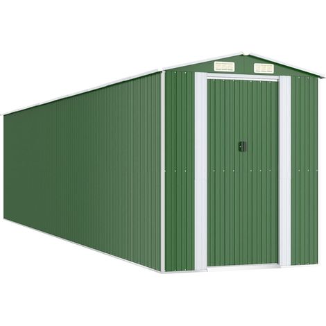Cobertizo de jardín cobertizo para cabaña cobertizo para almacenamiento cobertizo para exteriores cobertizo para herramientas robusto 192 x 855 x 223 cm acero galvanizado verde 020022369