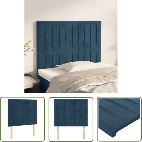 Lot de 2 Tête de lit Résistante et économique, Panneau de lit, Bleu foncé 100x5x78/88 cm Velours OIB9986E (1/5)