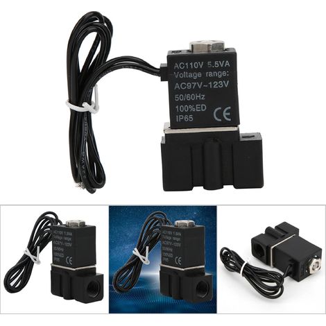 Vanne électrique à solénoïde plastique 110V, 2 positions 2 voies pour air/eau/huile G1/4 (1/5)